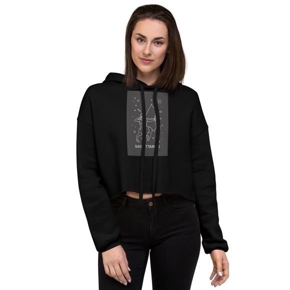 Sagittarius design Crop top hoodie for women - Picture 8 of 13